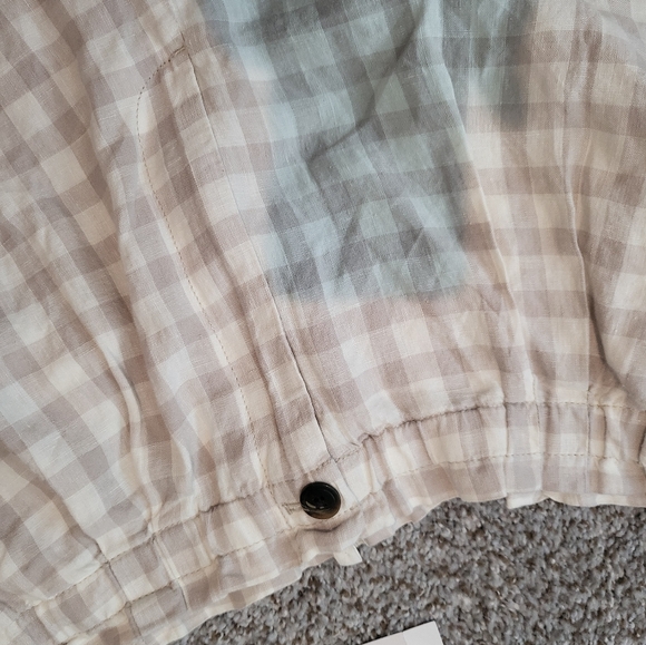 Lou Grey – Taupe and Ecru 100% Linen Wide Leg Plaid Pants (Size XL) - Picture 11 of 15